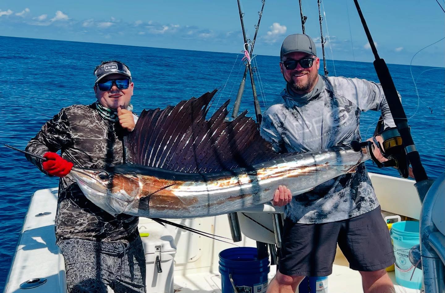 Sailfish held boatside before release off St. Croix