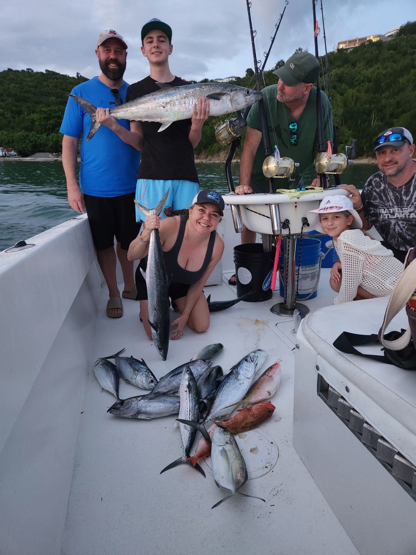 Full boat crew with a huge mixed haul of fish