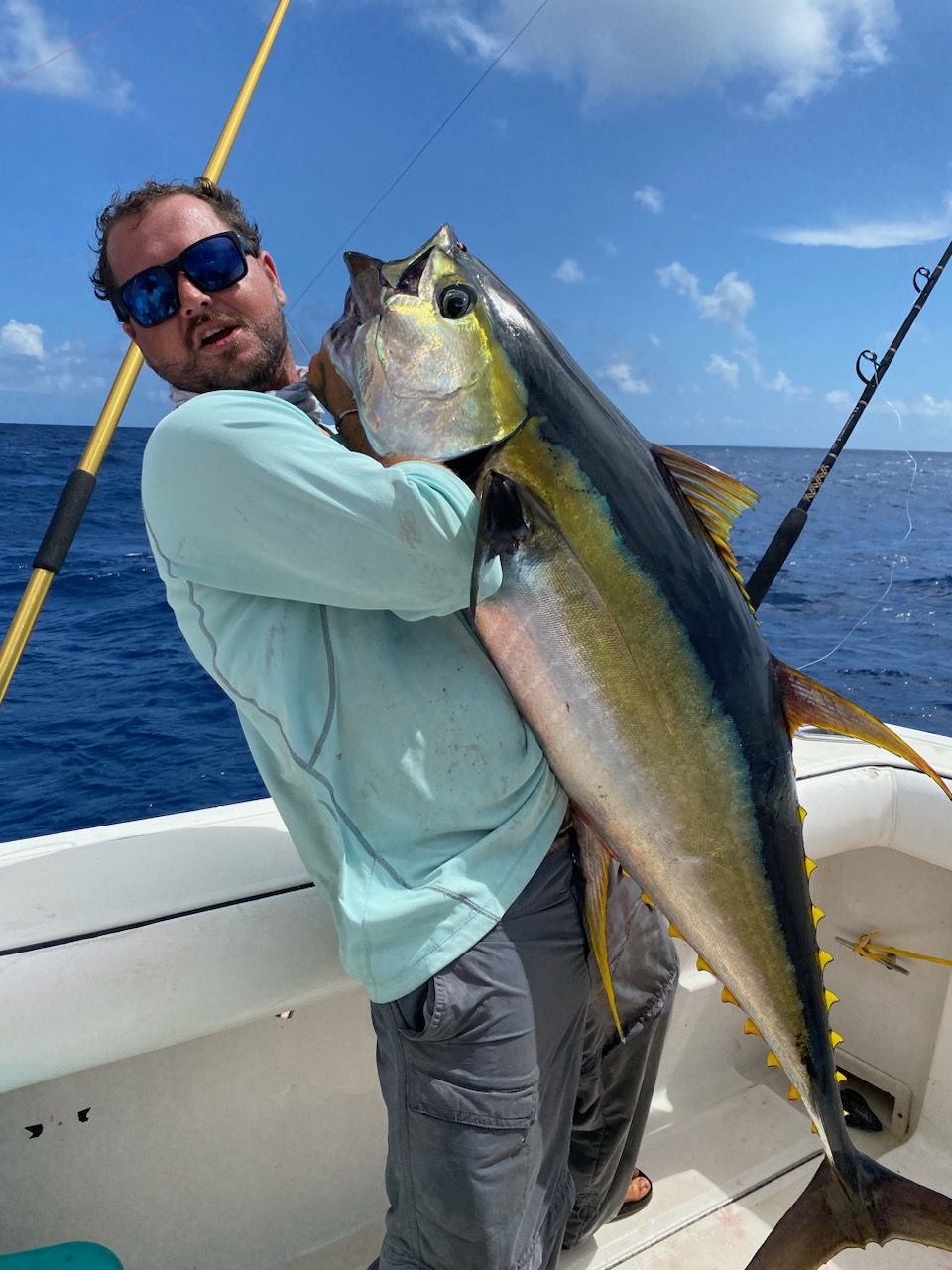 Captain Carlos Lindquist with a yellowfin tuna