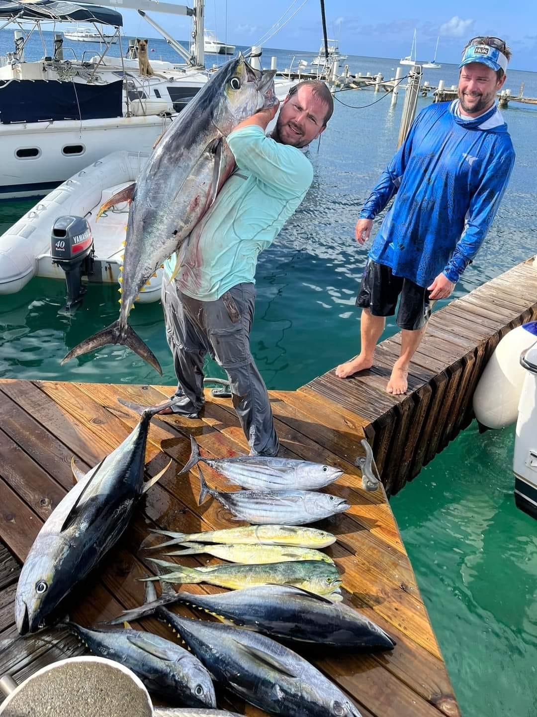 Dock haul of tuna and mahi after a full day charter